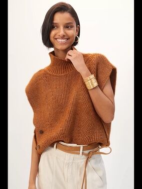 Anthropologie High Neck Side Button Sweater Vest